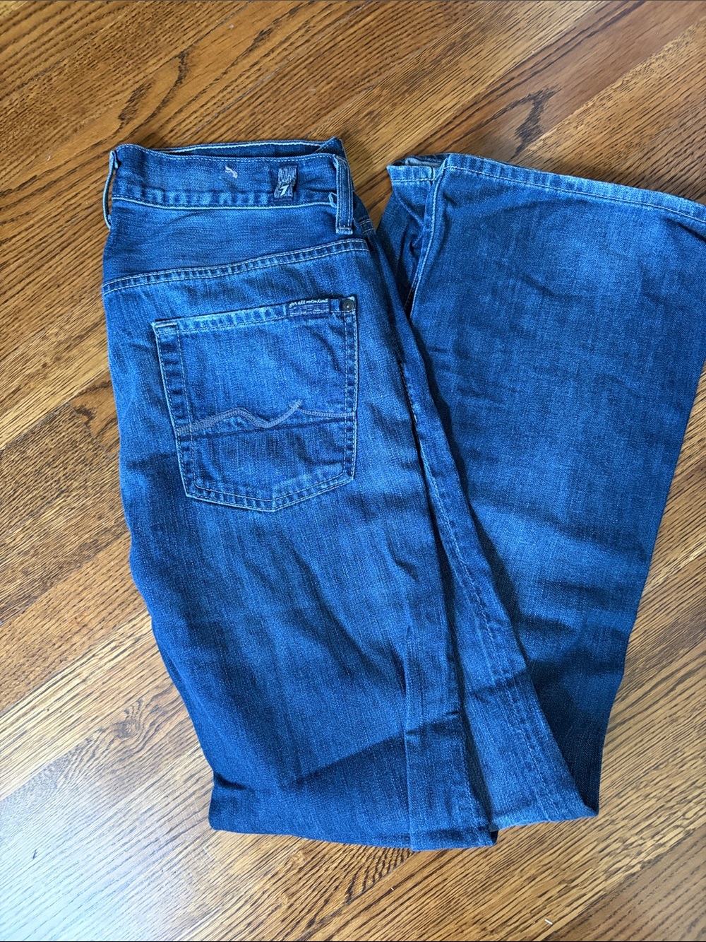 7 For All Mankind Men's Dark Blue Bootcut Jeans